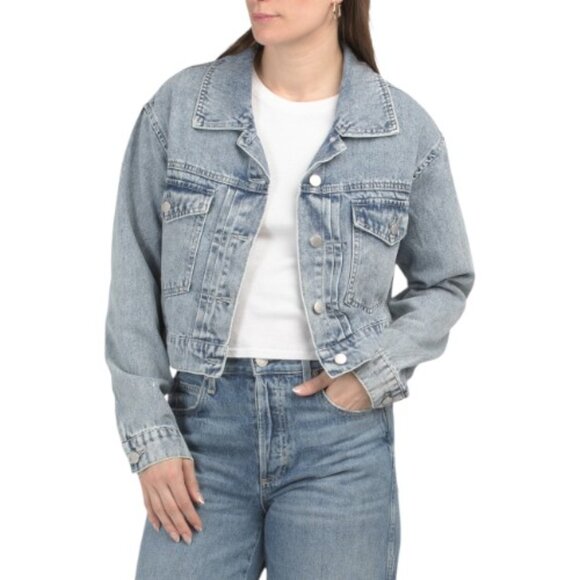 26 INTERNATIONAL Denim Jacket With Pleated Buttons - Picture 1 of 3